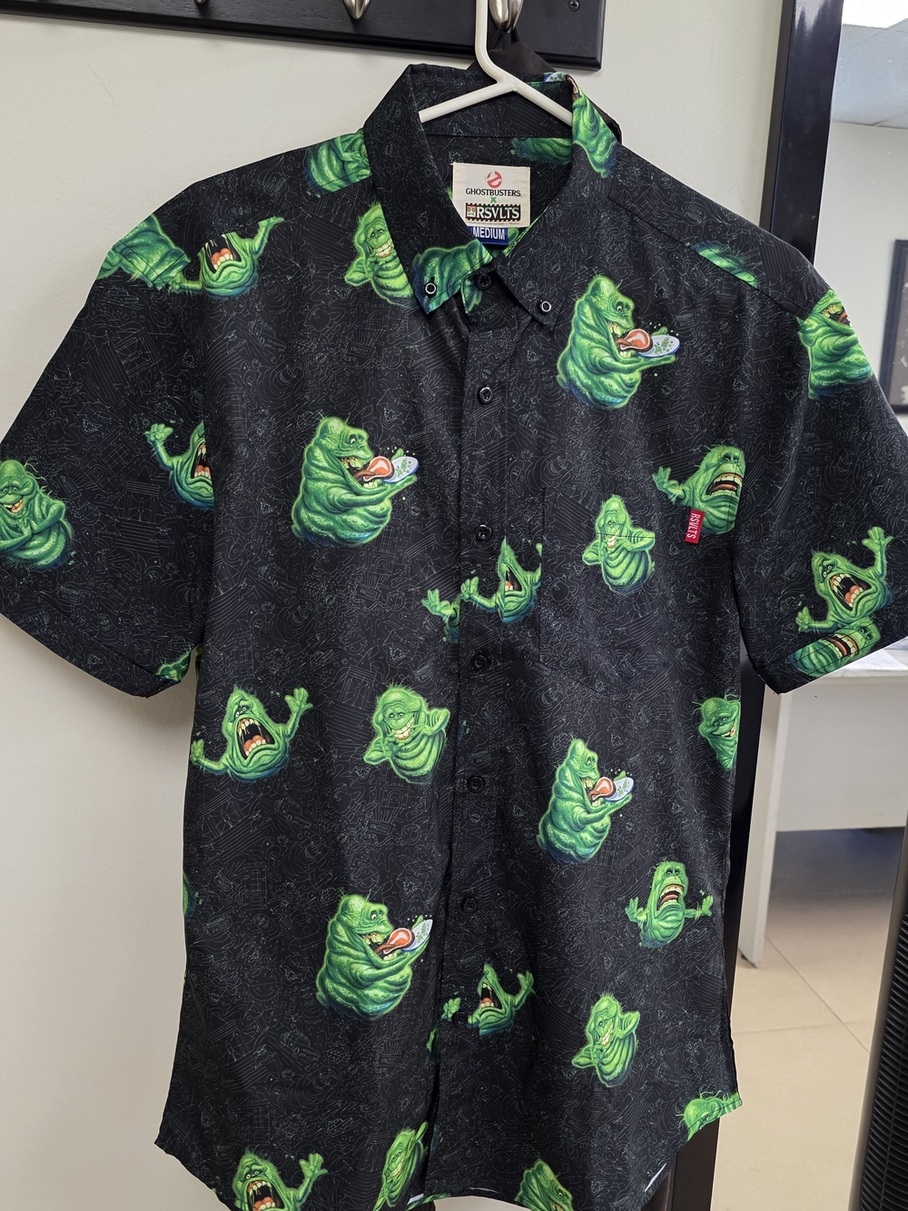 RSVLTS x Ghostbusters Black Shirt with Green Slimer Print